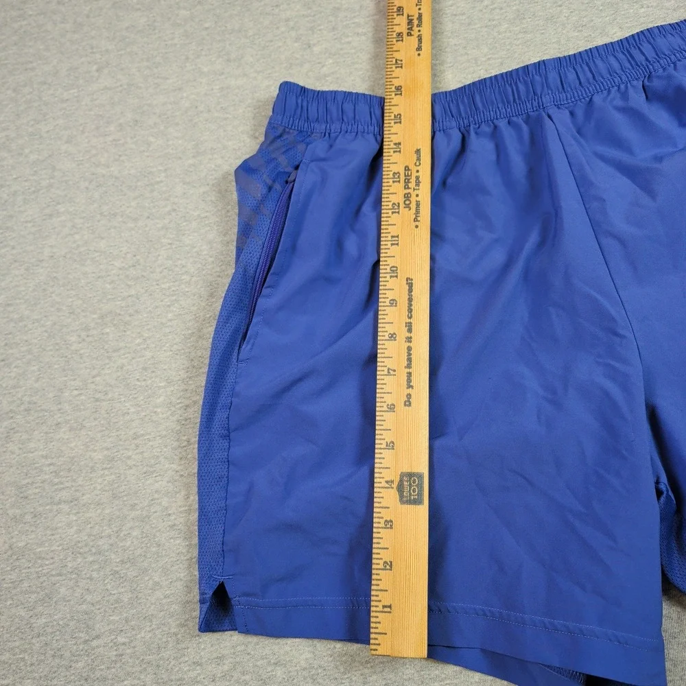 Gymshark Mens XL Blue Sport Stripe Shorts Zipper Pockets Mesh Panels A1A9T